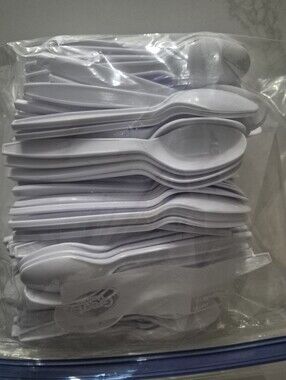 White Plastic Spoons Around 200 Count